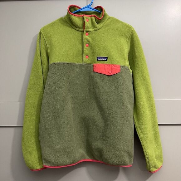 Patagonia Synchilla Sweater Pullover Snap T Fleece Women Sz S Green Spanish Moss - Picture 1 of 13